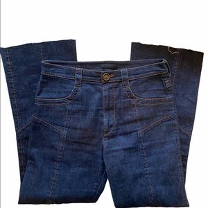 Prada Contrast Stitching Cropped Flare Jeans